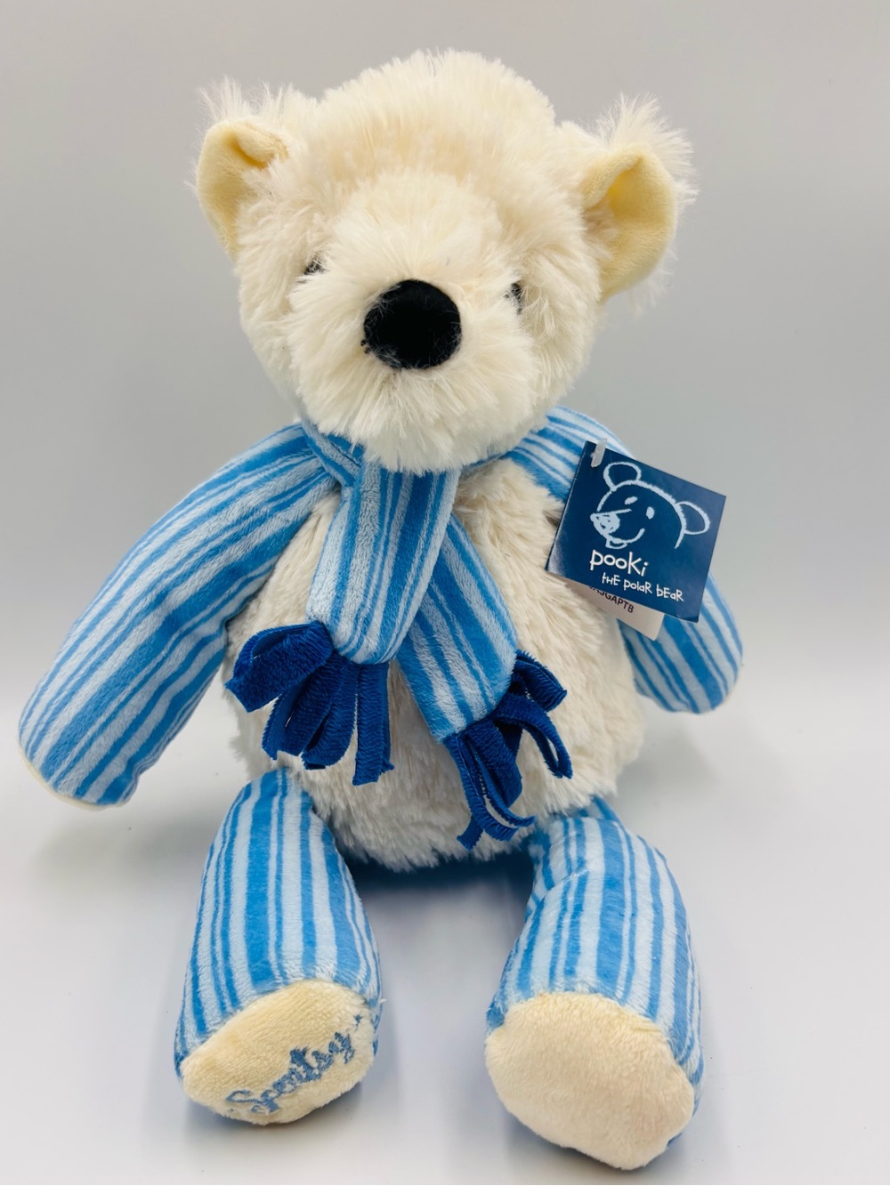 Scentsy Buddy Pookie the Polar Bear Plush Retired Stuffed 14” No Scent Pack Blue